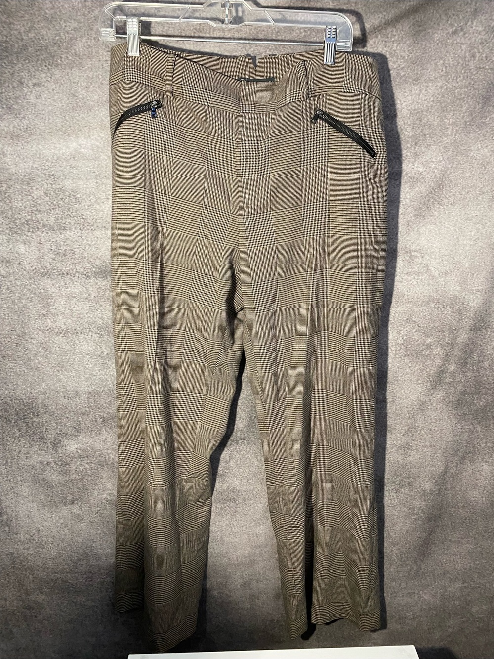 Adrianna Papell Womens Size 12 Plaid Dress Pants Zipper Pockets Wide
